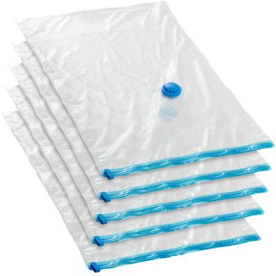 Housses sous-vide - TECTAKE - Lot de 5 housses de rangement sous-vide taille M réutilisables pour gain de place - Transparent Blanc - Publicité Housses sous-vide - TECTAKE - Lot de 5 housses de rangement sous-vide taille M réutilisables pour gain de place - Transparent Blanc - Publicité