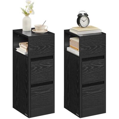 Tables de Chevet - VASAGLE - Étroite avec 2 Tiroirs et Compartiment Ouvert - Noir dEncre Noir - Publicité Tables de Chevet - VASAGLE - Étroite avec 2 Tiroirs et Compartiment Ouvert - Noir dEncre Noir - Publicité