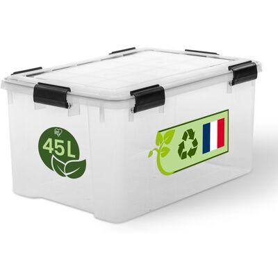 Iris Ohyama Boite Rangement Hermétique Plastique 45L Unité Transparent WSB-45 Blanc - Publicité Iris Ohyama Boite Rangement Hermétique Plastique 45L Unité Transparent WSB-45 Blanc - Publicité