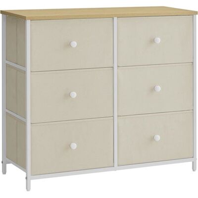 SONGMICS Commode Meuble de Rangement avec 6 Tiroirs en Tissu Meuble à Tiroirs avec Cadre Métallique Plateau Jaune et Blanc Beige - Publicité SONGMICS Commode Meuble de Rangement avec 6 Tiroirs en Tissu Meuble à Tiroirs avec Cadre Métallique Plateau Jaune et Blanc Beige - Publicité