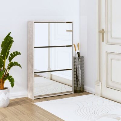 OEM VX - Armoire à chaussures miroir 3 niveaux Gris béton 63x17x1025 cm Gris - Publicité OEM VX - Armoire à chaussures miroir 3 niveaux Gris béton 63x17x1025 cm Gris - Publicité