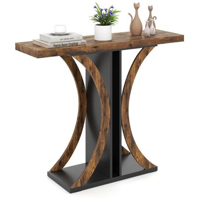 Console dEntrée COSTWAY de Style Industriel Cadre Géométrique 100 x 295 x 80 cm (L x l x H) pour Salon Couloir Marron Marron - Publicité Console dEntrée COSTWAY de Style Industriel Cadre Géométrique 100 x 295 x 80 cm (L x l x H) pour Salon Couloir Marron Marron - Publicité