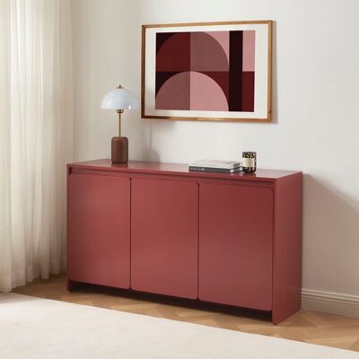 BAÏTA Buffet AKKA 3 portes bordeaux 140 cm - Rouge Rouge - Publicité BAÏTA Buffet AKKA 3 portes bordeaux 140 cm - Rouge Rouge - Publicité