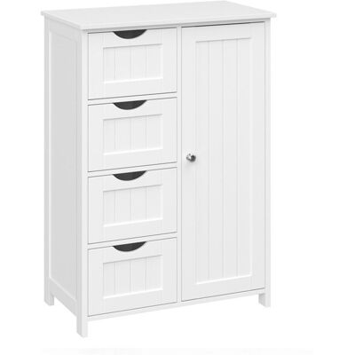 VASAGLE Meuble Salle de Bain Rangement Gain de Place Commode avec 4 Tiroirs Placard avec Porte Étagère Réglable Blanc Nuage Blanc - Publicité VASAGLE Meuble Salle de Bain Rangement Gain de Place Commode avec 4 Tiroirs Placard avec Porte Étagère Réglable Blanc Nuage Blanc - Publicité