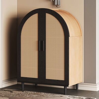 MERAX Meuble à Chaussures - Noir et Bois - avec Portes en Rotin et Trois Étagères – Armoire de Rangement Moderne pour Salon et Entrée Jaune - Publicité MERAX Meuble à Chaussures - Noir et Bois - avec Portes en Rotin et Trois Étagères – Armoire de Rangement Moderne pour Salon et Entrée Jaune - Publicité