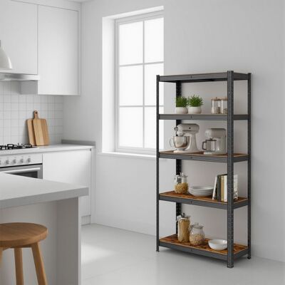 SONGMICS Rayonnage 5 niveaux pour cuisine étagères réglables Marron et noir Noir - Publicité SONGMICS Rayonnage 5 niveaux pour cuisine étagères réglables Marron et noir Noir - Publicité