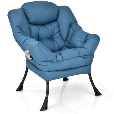 Fauteuil Moderne-GIANTEX-Chaise Rembourrée avec Repose-tête Poche Latérale-pour Salon Bureau Chambre-75 X 81 X 945 CM-Bleu Bleu - Publicité Fauteuil Moderne-GIANTEX-Chaise Rembourrée avec Repose-tête Poche Latérale-pour Salon Bureau Chambre-75 X 81 X 945 CM-Bleu Bleu - Publicité