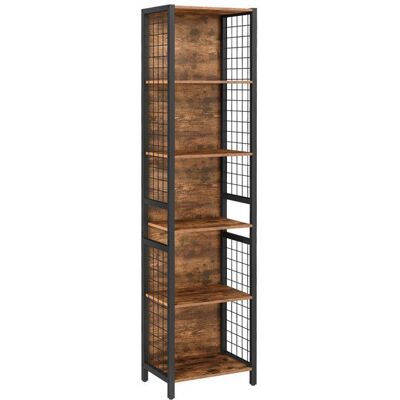 Bibliothèque - VASAGLE - 6 Niveaux - Acier - Marron Rustique et Noir - 30x40x1756 cm Marron - Publicité Bibliothèque - VASAGLE - 6 Niveaux - Acier - Marron Rustique et Noir - 30x40x1756 cm Marron - Publicité