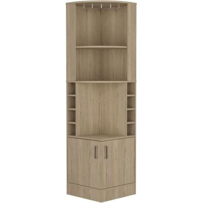 TUHOME Meuble bar dangle Kava Beijing avec porte-bouteilles 180.6 CM H X 46.9 CM L X 46.9 CM P Miel Jaune - Publicité TUHOME Meuble bar dangle Kava Beijing avec porte-bouteilles 180.6 CM H X 46.9 CM L X 46.9 CM P Miel Jaune - Publicité