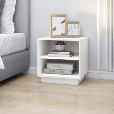 VIDAXL Bon plan Chevet/Meuble de Rangement - JILI HOT - Table de chevet Blanc 40x34x40cm - Bois de pin solide - Pour Chambre Blanc - Publicité VIDAXL Bon plan Chevet/Meuble de Rangement - JILI HOT - Table de chevet Blanc 40x34x40cm - Bois de pin solide - Pour Chambre Blanc - Publicité