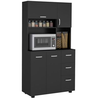 Armoire de cuisine - HOMCOM - 4 portes 3 tiroirs étagère + grand plateau - Bois - 89x39.5x168cm - noir Noir - Publicité Armoire de cuisine - HOMCOM - 4 portes 3 tiroirs étagère + grand plateau - Bois - 89x39.5x168cm - noir Noir - Publicité