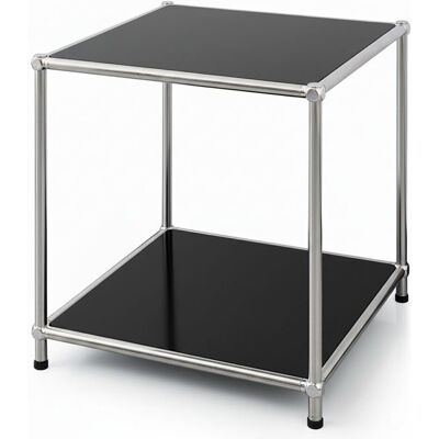 FLOORDIREKT Étagère métal chromé design épuré Concept Epuré MK-012 : 2 étages L40 x P40 x H46 cm Noir Noir - Publicité FLOORDIREKT Étagère métal chromé design épuré Concept Epuré MK-012 : 2 étages L40 x P40 x H46 cm Noir Noir - Publicité