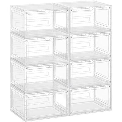 Boîtes à Chaussures - SONGMICS - Lot de 8 - Transparent - Empilable - Pointure 46 Blanc - Publicité Boîtes à Chaussures - SONGMICS - Lot de 8 - Transparent - Empilable - Pointure 46 Blanc - Publicité