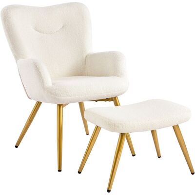 Yaheetech Fauteuil avec Repose-pieds en Tissu Bouclé avec Pouf Chaise de Relaxation à Haut Dossier Enveloppant Ivoire Blanc - Publicité Yaheetech Fauteuil avec Repose-pieds en Tissu Bouclé avec Pouf Chaise de Relaxation à Haut Dossier Enveloppant Ivoire Blanc - Publicité