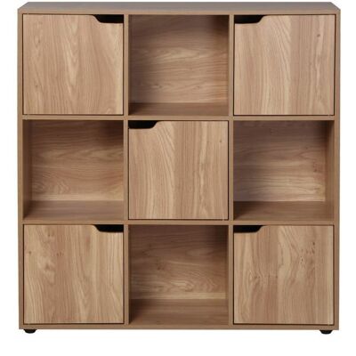 CALICOSY - Meuble 9 cases avec 5 portes décor bois L89cm - MODU - Bois Marron - Publicité CALICOSY - Meuble 9 cases avec 5 portes décor bois L89cm - MODU - Bois Marron - Publicité