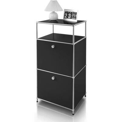 FLOORDIREKT Étagère métal chromé design épuré Concept Epuré MK-120 L50 × P40 × H100 cm Noir Noir - Publicité FLOORDIREKT Étagère métal chromé design épuré Concept Epuré MK-120 L50 × P40 × H100 cm Noir Noir - Publicité