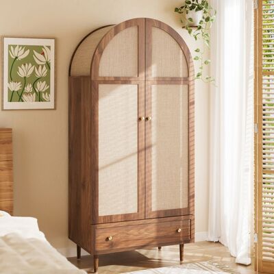 MERAX Armoire pour Chambre avec Penderie Portes en Tissu Tiroirs Rangement Spacieux 79x50x175 cm Effet Noyer Marron - Publicité MERAX Armoire pour Chambre avec Penderie Portes en Tissu Tiroirs Rangement Spacieux 79x50x175 cm Effet Noyer Marron - Publicité
