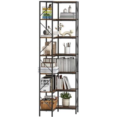 Bibliothèque dangle - HOMCOM - 7 niveaux - industriel - étagères de rangement - 60 x 60 x 198 cm brun rustique Marron - Publicité Bibliothèque dangle - HOMCOM - 7 niveaux - industriel - étagères de rangement - 60 x 60 x 198 cm brun rustique Marron - Publicité