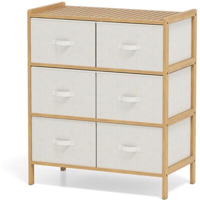 GIANTEX Commode à 6 Tiroirs en Tissu Pliables et Amovibles- Cadre en Bambou- Meuble de Rangement pour Chambre Salon- 66x35x785cm - Publicité GIANTEX Commode à 6 Tiroirs en Tissu Pliables et Amovibles- Cadre en Bambou- Meuble de Rangement pour Chambre Salon- 66x35x785cm - Publicité