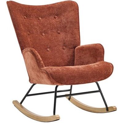 VENTE-UNIQUE Fauteuil à bascule en tissu texturé terracotta ELMINA Orange - Publicité VENTE-UNIQUE Fauteuil à bascule en tissu texturé terracotta ELMINA Orange - Publicité