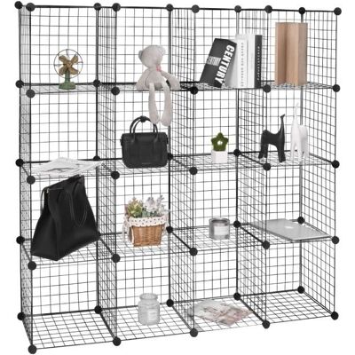 WOLTU Étagère Cube en Grille étagère Conception DIY pour Rangement Armoire de penderie métallique Noir 16 Compartiments Noir - Publicité WOLTU Étagère Cube en Grille étagère Conception DIY pour Rangement Armoire de penderie métallique Noir 16 Compartiments Noir - Publicité