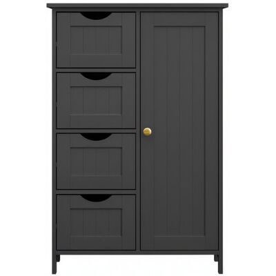 VASAGLE Meuble Salle de Bain Rangement Gain de Place Commode avec 4 Tiroirs Placard avec Porte Étagère Réglable 30 x 55 x 82 cm Noir Noir - Publicité VASAGLE Meuble Salle de Bain Rangement Gain de Place Commode avec 4 Tiroirs Placard avec Porte Étagère Réglable 30 x 55 x 82 cm Noir Noir - Publicité