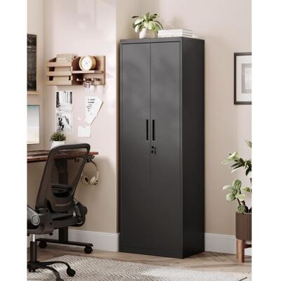 SONGMICS Armoire de bureau en Acier 5 Niveaux Doubles Portes Serrure Étagères Réglables pour Garage Bureau Noir Mat Noir - Publicité SONGMICS Armoire de bureau en Acier 5 Niveaux Doubles Portes Serrure Étagères Réglables pour Garage Bureau Noir Mat Noir - Publicité