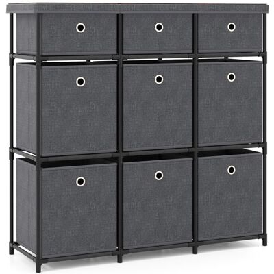 GIANTEX Commode à 9 Tiroirs en Tissu Pliable et Amovible-Cadre en Métal-Meuble de Rangement pour Chambre Salon-87x29x84cm-Gris Gris - Publicité GIANTEX Commode à 9 Tiroirs en Tissu Pliable et Amovible-Cadre en Métal-Meuble de Rangement pour Chambre Salon-87x29x84cm-Gris Gris - Publicité