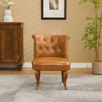 Fauteuil 1 place EVRYAE - cuir de vachette avec boutons tirés structure en bois massif charge max. 150 kg - Marron clair Marron - Publicité Fauteuil 1 place EVRYAE - cuir de vachette avec boutons tirés structure en bois massif charge max. 150 kg - Marron clair Marron - Publicité