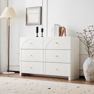 TRUXEN Commode - 120cm - 6 Tiroirs - Blanc Crème Luxe - Anti-Renversement - Design Classique Français Blanc - Publicité TRUXEN Commode - 120cm - 6 Tiroirs - Blanc Crème Luxe - Anti-Renversement - Design Classique Français Blanc - Publicité