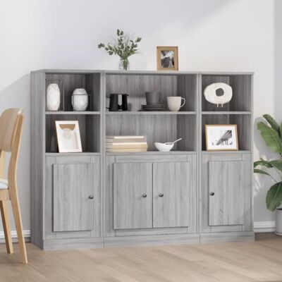 vidaXL Buffets 3 pcs sonoma gris bois dingénierie 3185309 Gris - Publicité vidaXL Buffets 3 pcs sonoma gris bois dingénierie 3185309 Gris - Publicité