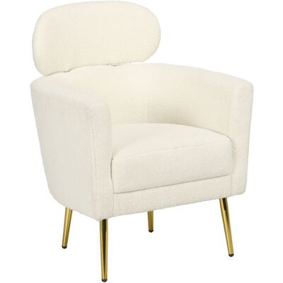Fauteuil salon - HOMCOM - appuie-tête amovible - tissu en peluche teddy pieds en métal - 71 x 65 x 90 cm - crème Blanc - Publicité Fauteuil salon - HOMCOM - appuie-tête amovible - tissu en peluche teddy pieds en métal - 71 x 65 x 90 cm - crème Blanc - Publicité