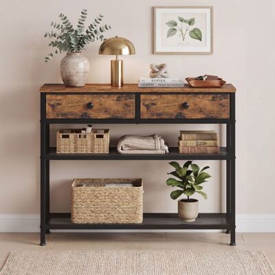 SONGMICS Console 2 Tiroirs en Tissu 2 Étagères Grillagées Bout de Canapé Fin pour Couloir Salon Marron Marron - Publicité SONGMICS Console 2 Tiroirs en Tissu 2 Étagères Grillagées Bout de Canapé Fin pour Couloir Salon Marron Marron - Publicité
