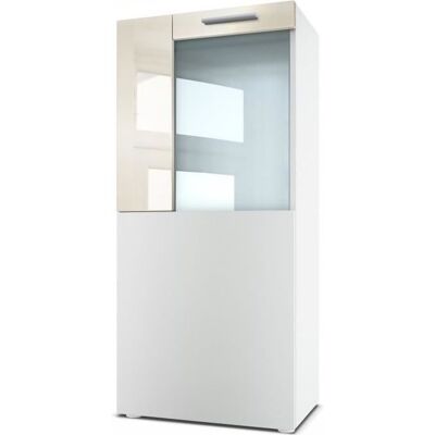 Vladon Vitrine Armoire Movie Corps en Blanc mat - Façades en Blanc mat avec une bordure en Crème haute brillance Blanc - Publicité Vladon Vitrine Armoire Movie Corps en Blanc mat - Façades en Blanc mat avec une bordure en Crème haute brillance Blanc - Publicité