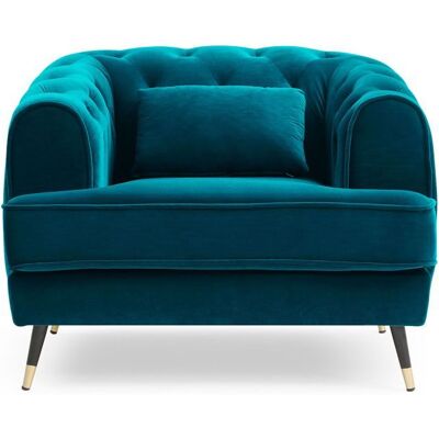 MENZZO Fauteuil capitonné style boudoir Glams Velours Bleu canard Blanc - Publicité MENZZO Fauteuil capitonné style boudoir Glams Velours Bleu canard Blanc - Publicité