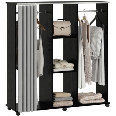Armoire penderie mobile - HOMCOM - meuble de rangement 6 roulettes dressing chambre - bois - 120L x 40l x 128H cm - noir Noir - Publicité Armoire penderie mobile - HOMCOM - meuble de rangement 6 roulettes dressing chambre - bois - 120L x 40l x 128H cm - noir Noir - Publicité