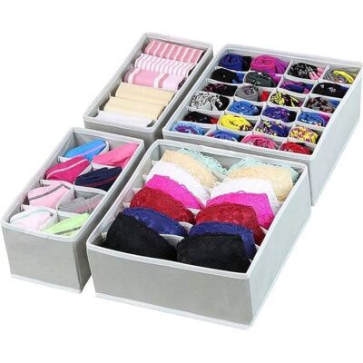 Organisateur de garde-robe 4 pièces boîtes de rangement en tissu pour chambre à coucherorganisateur de tiroir - Publicité Organisateur de garde-robe 4 pièces boîtes de rangement en tissu pour chambre à coucherorganisateur de tiroir - Publicité