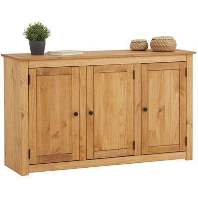 Idimex Buffet salle à manger CANCUN L 135 cm en bois massif finition laquée avec 3 portes battantes Marron - Publicité Idimex Buffet salle à manger CANCUN L 135 cm en bois massif finition laquée avec 3 portes battantes Marron - Publicité