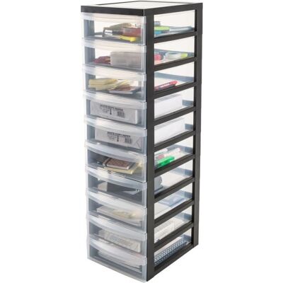 IRIS OHYAMA Armoire de rangement - 10 tiroirs de 7 L - Avec roues - Poignées ergonomiques - L29 x P375 x H1005 cm - Noir Blanc - Publicité IRIS OHYAMA Armoire de rangement - 10 tiroirs de 7 L - Avec roues - Poignées ergonomiques - L29 x P375 x H1005 cm - Noir Blanc - Publicité