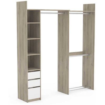 PEGANE Kit dressing extensible 1 colonne 3 penderies couleur chêne / blanc mat - Largeur 1997 x Profondeur 439 x Hauteur 2183 cm Blanc - Publicité PEGANE Kit dressing extensible 1 colonne 3 penderies couleur chêne / blanc mat - Largeur 1997 x Profondeur 439 x Hauteur 2183 cm Blanc - Publicité