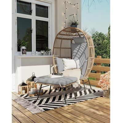 Fauteuil Œuf Suspendu avec Pouf - PROMIRACAL - Rotin Résistant Extérieur/Intérieur - Coussin Épais 3 Côtés - Girs Marron - Publicité Fauteuil Œuf Suspendu avec Pouf - PROMIRACAL - Rotin Résistant Extérieur/Intérieur - Coussin Épais 3 Côtés - Girs Marron - Publicité