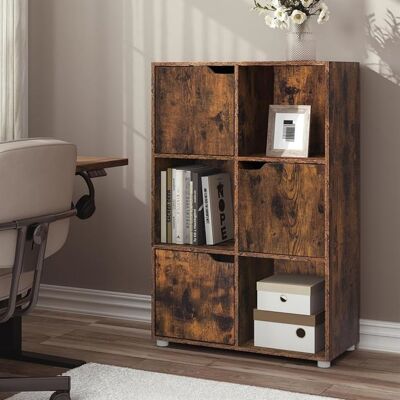 Bibliothèque WOLTU - Armoire avec 3 Portes en MDF - 60x29x91cm - pour Salon Bureau - Marron Rustique Marron - Publicité Bibliothèque WOLTU - Armoire avec 3 Portes en MDF - 60x29x91cm - pour Salon Bureau - Marron Rustique Marron - Publicité