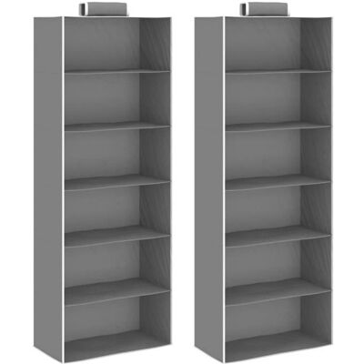 Nickel&3835Super Lot de 2 Étagères suspendues de rangement Contemporain Décor - Penderie à Vêtements Armoire de Chambre6 niveaux Tis Gris - Publicité Nickel&3835Super Lot de 2 Étagères suspendues de rangement Contemporain Décor - Penderie à Vêtements Armoire de Chambre6 niveaux Tis Gris - Publicité