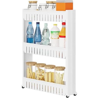 WOLTU Etagère de niche Chariot de stockage-cuisine Desserte de cuisine Etagère de rangement à roulettes3 étagesBlanc - Publicité WOLTU Etagère de niche Chariot de stockage-cuisine Desserte de cuisine Etagère de rangement à roulettes3 étagesBlanc - Publicité
