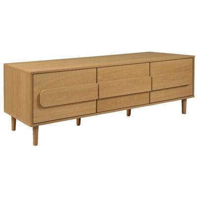 SWEEEK Meuble TV vintage décor bois de chêne 3 portes 150cm - Juliana Marron - Publicité SWEEEK Meuble TV vintage décor bois de chêne 3 portes 150cm - Juliana Marron - Publicité