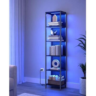 VASAGLE Bibliothèque LED à 6 Niveaux Lumière Réglable Cadre en Acier 303 x 40 x 1786 cm pour Salon Chambre Bureau Noir Boisé Noir - Publicité VASAGLE Bibliothèque LED à 6 Niveaux Lumière Réglable Cadre en Acier 303 x 40 x 1786 cm pour Salon Chambre Bureau Noir Boisé Noir - Publicité
