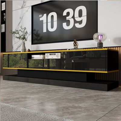 AUTREMENT Meuble TV-SEYAKANY-avec trois tiroirs et un compartiment ouvert-180 x 38 x 45cm-noir Noir - Publicité AUTREMENT Meuble TV-SEYAKANY-avec trois tiroirs et un compartiment ouvert-180 x 38 x 45cm-noir Noir - Publicité