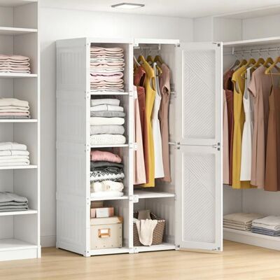 DADEA Armoire ChambrePenderie Armoire de Rangement Garde-RobeMeuble Rangement6 Porte et 5 Compartiment 1 Tige SuspendueBlanc Blanc - Publicité DADEA Armoire ChambrePenderie Armoire de Rangement Garde-RobeMeuble Rangement6 Porte et 5 Compartiment 1 Tige SuspendueBlanc Blanc - Publicité