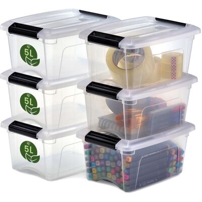 Iris Ohyama Petite Boites de Rangement Plastique recyclé 5L Lot de 6 Transparent NTB-5 - Publicité Iris Ohyama Petite Boites de Rangement Plastique recyclé 5L Lot de 6 Transparent NTB-5 - Publicité