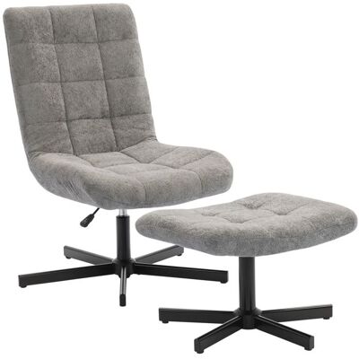 Fauteuil salon avec repose-pieds - HOMCOM - pivotant hauteur réglable dossier inclinable - velours - 66 x 80 x 93-104 cm - gris Gris - Publicité Fauteuil salon avec repose-pieds - HOMCOM - pivotant hauteur réglable dossier inclinable - velours - 66 x 80 x 93-104 cm - gris Gris - Publicité
